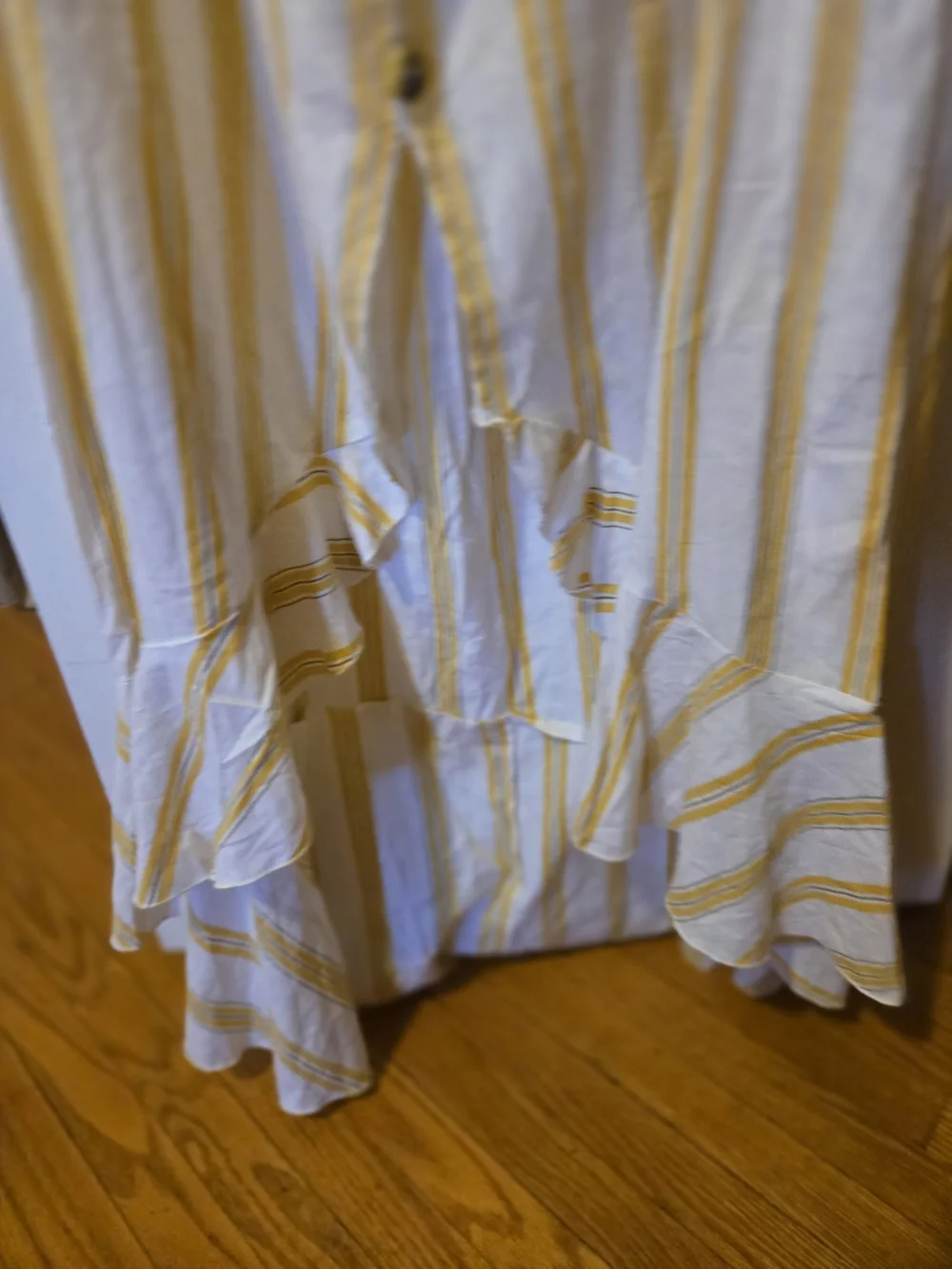 Streetwear Society White and Yellow Striped High-Low Button Dress-xl - Picture 5 of 11
